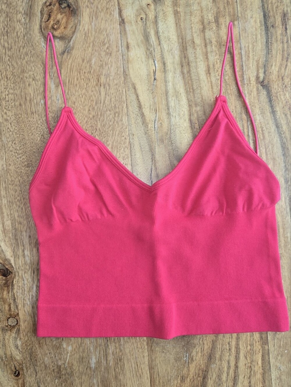 Free People Red Ribbed Seamless Brami Size: XS/S